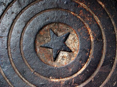 Grunge old school sewer manholeの写真素材