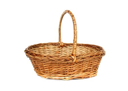 Vintage willow basket for fruitsの写真素材