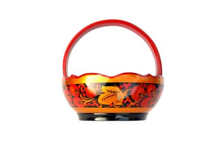 Old style basket with paintingの写真素材