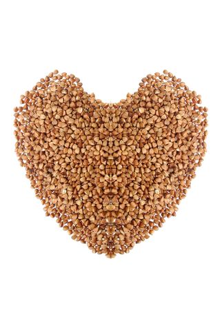 Buckwheat heart sign isolated on whiteの写真素材