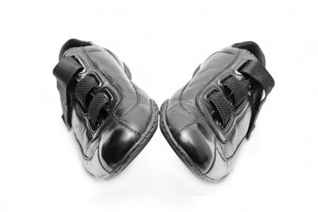 Black shoes isolated on white backgroundの写真素材