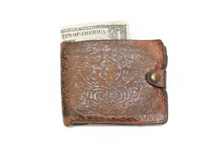 One dollar in the wallet isolated