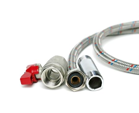 Plumbing devices isolated on whiteの写真素材