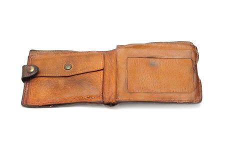 Grunge wallet isolated on white backgroundの写真素材