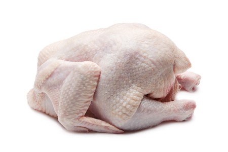 Raw chicken isolated on white backgroundの写真素材