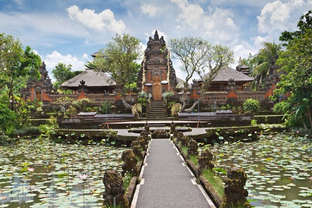 Pura Saraswati temple at the lovey village of Ubud, Bali, Indonesiaの写真素材
