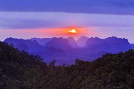 Sunset view of the beauty mountainsの写真素材