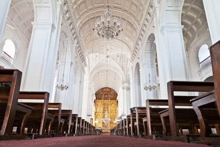 GOA, INDIA - NOVEMBER 14: Inside Se Cathedral in Old Goa, Goa, India, November, 14, 2012 in Goa, India.のeditorial素材