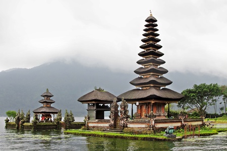BALI, INDONESIA - FEBRUARY 26: Beautiful Ulun Danu temple build in traditional architecture style on February, 26, 2011, Bali, Indonesiaのeditorial素材
