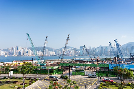 HONG KONG, CHINA - FEBRUARY 21: Construction site on February 21, 2013 in Hong Kong, China. Hong Kong is an international financial centre that has 120 buildings that stand taller than 180 metres. のeditorial素材