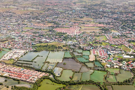 Manila suburb, view from the plane, Philippines