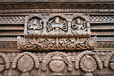 KATMANDU, NEPAL - APRIL 16: Temple decor on Durbar square on April 16, 2012 in Katmandu, Nepal. This...