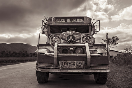 MANILA, PHILIPPINES - MARCH 15: Jeepney on the road on March, 15, 2013, Manila, Philippines. Jeepney is a most popular public transport on Philippines.のeditorial素材
