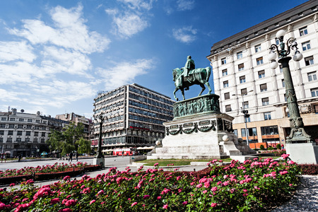 BELGRADE, SERBIA - MAY 15: Prince Michael statue at Square of the Republic on May, 15, 2013, Belgrade, Serbia.のeditorial素材