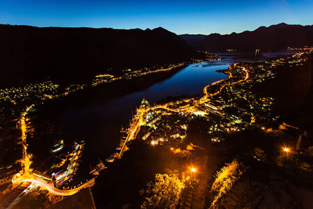 Panorama view to Kotor bay in Montenegroの写真素材