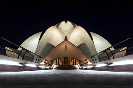 NEW DELHI, INDIA - APRIL 08: Lotus Temple on April 08, 2012, New Delhi, India.The Bahai House of Worship in New Delhi, popularly known as the Lotus Temple due to its flowerlike shapeのeditorial素材