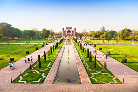 NEW DELHI, INDIA - APRIL 10: Panorama view from Taj Mahal to the garden on March 27, 2012, New Delhi, India.のeditorial素材