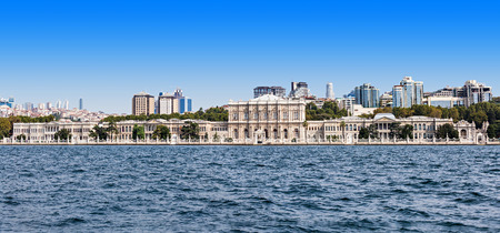 Dolmabahce Palace in Istanbul, Turkey (view from Bosporus strait)のeditorial素材