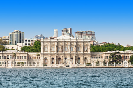 Dolmabahce Palace in Istanbul, Turkey (view from Bosporus strait)のeditorial素材