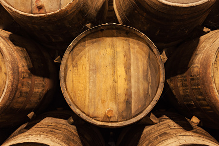 Barrels in the wine cellar, Porto, Portugalの写真素材