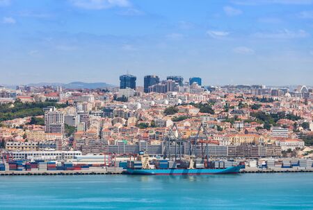 Lisbon on the Tagus river bank, central Portugalの写真素材