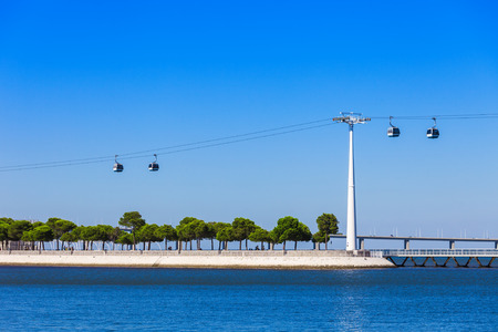 Cableway near oceanarium in Lisbon, central Porgugal