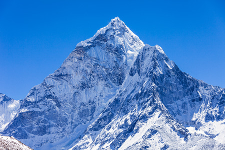 Ama Dablam mountain in Everest region, Himalaya, Nepalの写真素材