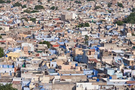 View of Jodhpur, the Blue City, from Mehrangarh Fort, Rajasthan, Indiaの写真素材