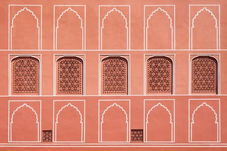 Beautiful pattern on the palace wall, Jaipur, Indiaのeditorial素材