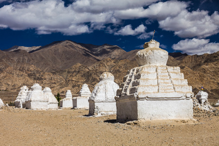 Many stupas near Shey Monastery in Ladakh, India.