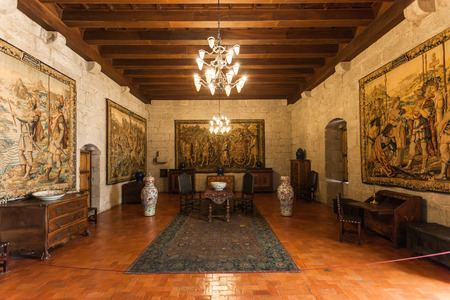 GUIMARAES, PORTUGAL - JULY 11: Inside the Palace of the Duques of Braganza on July 11, 2014 in Guimaraes, Portugalのeditorial素材