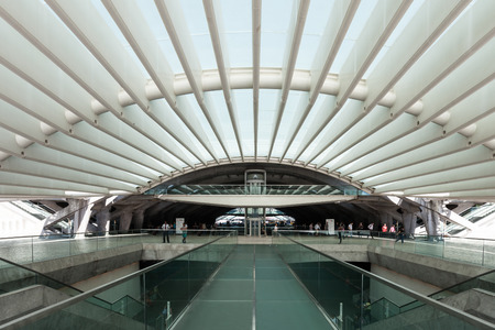 LISBON, PORTUGAL - JULY 16: Modern architecture at the Oriente Station (Gare do Oriente) on July 16, 2014 in Lisbon, Portugalのeditorial素材