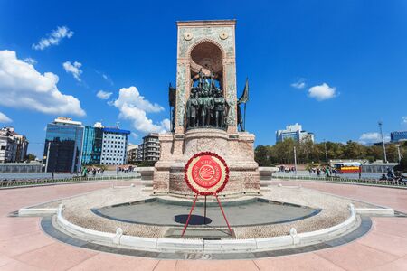 ISTANBUL, TURKEY - SEPTEMBER 09, 2014: Monument at Taksim Square on September 09, 2014 in Istanbul, Turkey.のeditorial素材