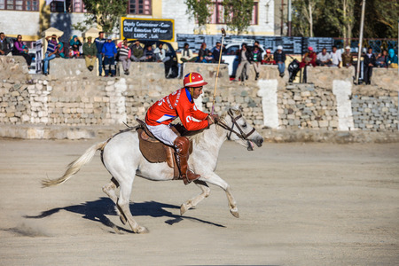 LEH, INDIA - SEPTEMBER 24: Unidentified polo players at the match on Leh's polo ground on September...