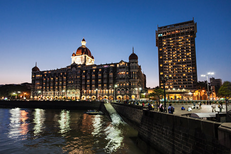 MUMBAI, INDIA - FEBRUARY 21: The Taj Mahal Palace Hotel on Febuary 21, 2014 in Mumbai, Indiaのeditorial素材