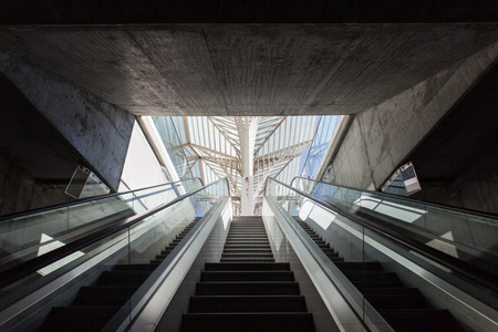 LISBON, PORTUGAL - JUNE 26: Modern architecture at the Oriente Station (Gare do Oriente) on June 26, 2014 in Lisbon, Portugalのeditorial素材
