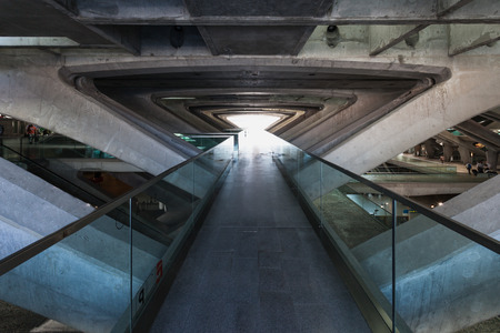 LISBON, PORTUGAL - JUNE 26: Modern architecture at the Oriente Station (Gare do Oriente) on June 26, 2014 in Lisbon, Portugalのeditorial素材