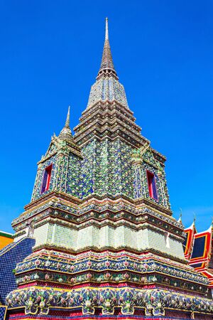 Phra Maha Chedi Si Rajakarn is a 42m high stupa in Wat Pho Buddhist temple complex in Bangkok, Thailandの写真素材