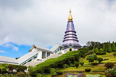 Royal Chedi near Doi Inthanon - the highest mountain in Thailandの写真素材