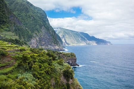 Green hills in the centre of Madeira, Portugalの写真素材