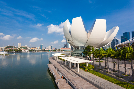 SINGAPORE - OCTOBER 17, 2014: ArtScience Museum is one of the attractions at Marina Bay Sands, an integrated resort in Singapore.のeditorial素材