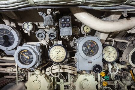 SURABAYA, INDONESIA - OCTOBER 28, 2014: Pasopati submarine Monument interior. It is a submarine museum in Surabaya, Indonesia.のeditorial素材
