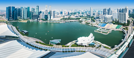 SINGAPORE - OCTOBER 18, 2014: Singapore aerial view from Marina Bay Sands Skypark.のeditorial素材