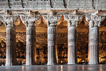 AURANGABAD, INDIA - FEBRUARY 19, 2014: Ajanta caves near Aurangabad, Maharashtra state in India.