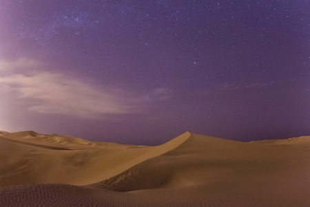 Huacachina desert dunes at night, Ica Region, Peruの写真素材
