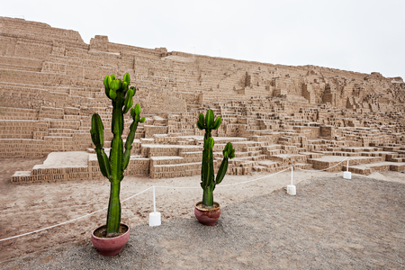 The Huaca Pucllana, also Huaca Juliana is a great adobe and clay pyramid located in the Miraflores district of Lima, Peruの写真素材