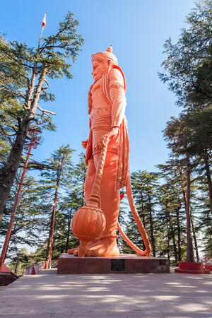 Hanuman statue near the Jakhoo Temple, it is an ancient temple in Shimla, dedicated to Hindu deity, Hanuman.の写真素材