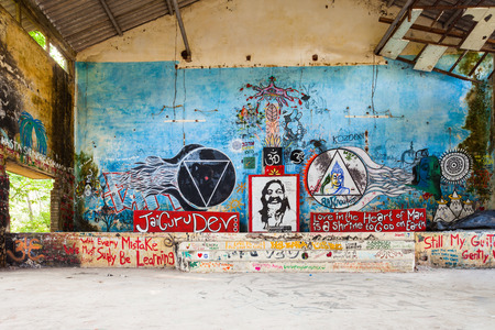 RISHIKESH, INDIA - NOVEMBER 12, 2015: Maharishi Mahesh Yogi Ashram (Beatles Ashram) in Rishikesh, Northern Indiaのeditorial素材