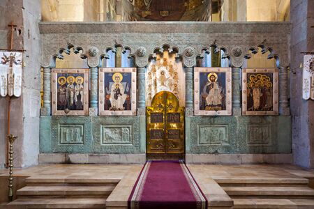 MTSKHETA, GEORGIA - SEPTEMBER 16, 2015: Svetitskhoveli Cathedral interior. It is a Georgian Orthodox cathedral located in Mtskheta, Georgiaのeditorial素材
