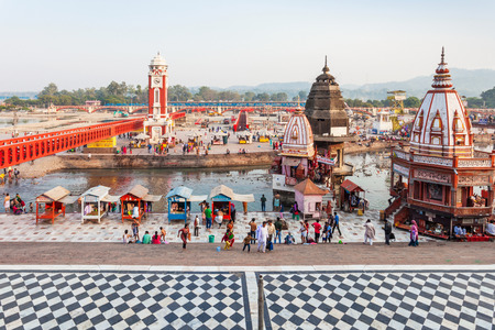 HARIDWAR, INDIA - NOVEMBER 13, 2015: Har Ki Pauri is a famous ghat on the banks of the Ganges in Haridwar, India. This revered place is the major landmark of Haridwar.のeditorial素材